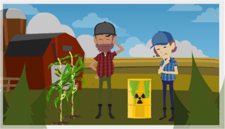 Wieviel Uran im Phosphatd&uuml;nger steckt, ist unklar. Es gibt keine Kennzeichnungspflicht in Deutschland und in der Schweiz (Bild: GoAnimate)