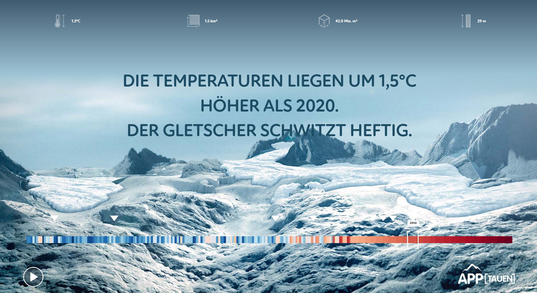 Momentaufnahme des Hallst&auml;tter Gletschers im Jahr 2050. (Screenshot www.apptauen.at)